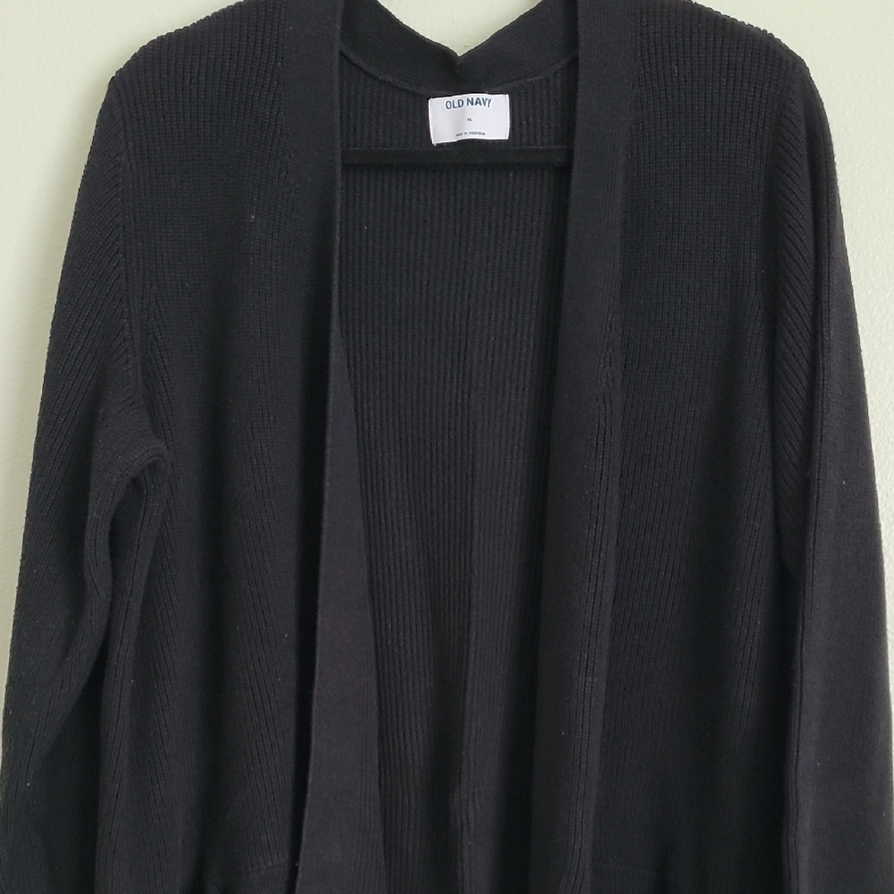 Old Navy Classic  Long Black Open-Front Cardigan
